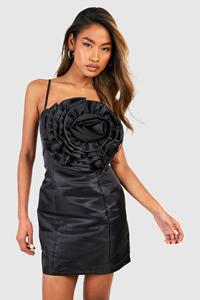 Boohoo Rose Structured Mini Dress, Black