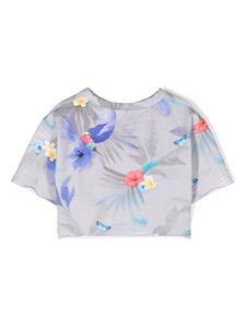 Lapin House T-shirt van stretch-katoen met bloemenprint - Grijs
