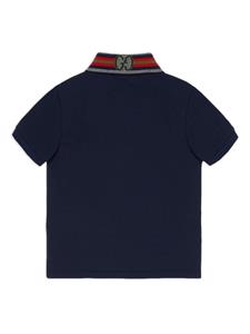 Gucci Kids Web Stripe cotton polo shirt - Blauw