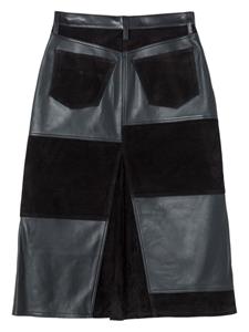 RE/DONE mid-rise leather patchwork skirt - Zwart