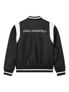 Karl Lagerfeld Kids logo-appliqué panelled bomber jacket - Zwart