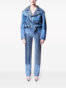 AREA crystal-embellished straight-leg jeans - Blauw