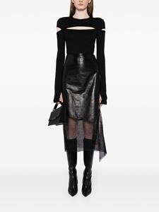 Helmut Lang lace-trimmed leather skirt - Zwart