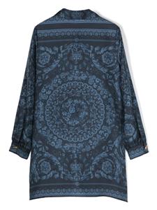Versace Kids Barocco-print silk shirtdress - Blauw
