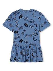 Kenzo Kids Katoenen jurk met print - Blauw