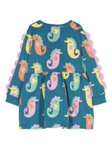 Stella McCartney Kids seahorse-print organic-cotton dress - Blauw