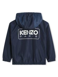 Kenzo Kids logo-print hooded windbreaker jacket - Blauw