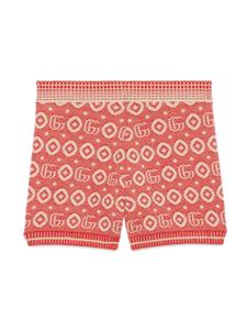 Gucci Kids Double G-intarsia cotton shorts - Rood