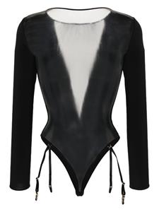 Maison Close semi-sheer bodysuit - Zwart