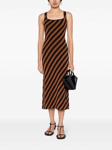 STAUD Katie stripe-pattern midi dress - Bruin