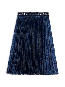 Versace Kids Barocco-print pleated skirt - Blauw