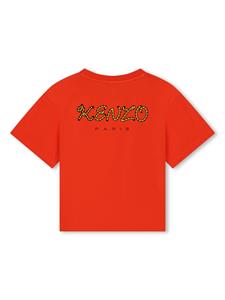 Kenzo Kids tiger-embroidered cotton T-shirt - Rood