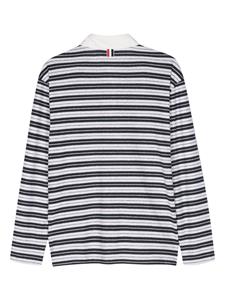 Thom Browne striped long-sleeve polo shirt - Blauw