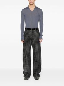 Balmain monogram-pattern long-length wide-leg jeans - Zwart