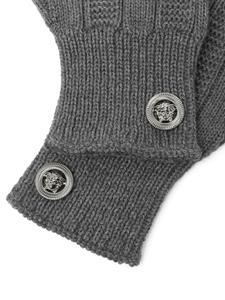 Versace Medusa-plaque ribbed-knit gloves - Grijs