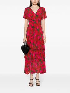 Rixo Gilly zijden midi-jurk met bloemenprint - Rood