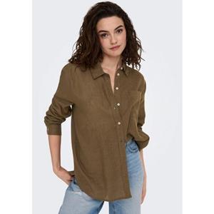 Only Lange blouse ONLTOKYO L/S LINEN BLEND SHIRT met linnen