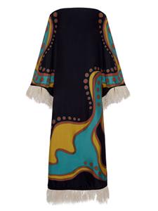 La DoubleJ Opera Column feather-detail dress - Zwart