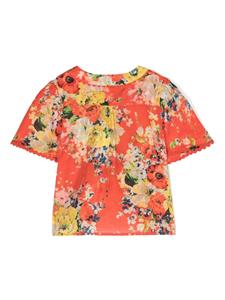 ZIMMERMANN Kids floral-print short-sleeved shirt - Rood