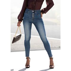 Lascana High-waist jeans met zichtbare knoopsluiting