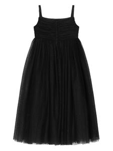 Dolce & Gabbana Kids sleeveless flocked tulle dress - Zwart