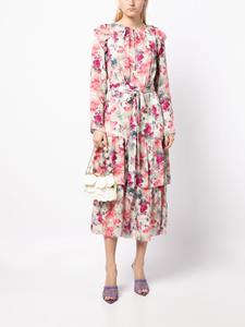 Marchesa Rosa Midi-jurk met lange mouwen - Roze