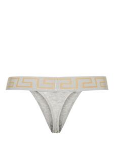 Versace Greca-waistband jersey thong - Grijs