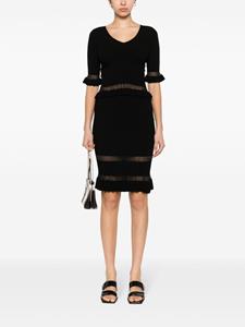 PINKO ribbed-knit midi skirt - Zwart