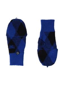 Burberry argyle-pattern wool mittens - Blauw