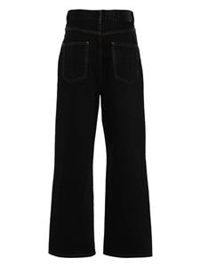 WARDROBE.NYC logo-patch cotton wide-leg jeans - Zwart