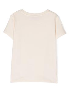 Moncler Enfant logo-embroidered cotton T-shirt - Beige