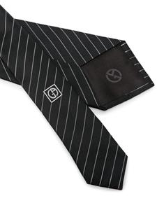 Giorgio Armani Gestreepte stropdas van zijdeblend - Zwart