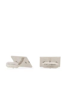 Dolce & Gabbana logo-engraved rectangle-shape cufflinks - Zilver