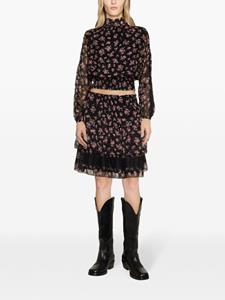 LIU JO floral-print georgette miniskirt - Zwart