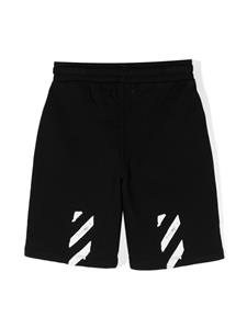 Off-White Kids Diag-stripe cotton track shorts - Zwart