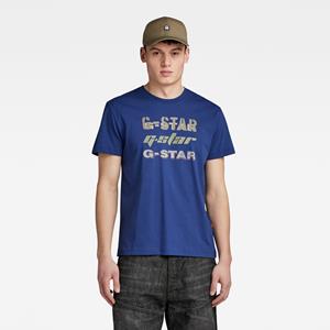 G-Star RAW Triple Logo Graphic T-Shirt - Midden blauw - Heren