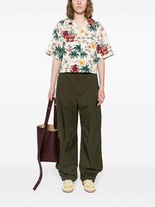 Miu Miu Zijden cropped blouse met bloemenprint - Beige