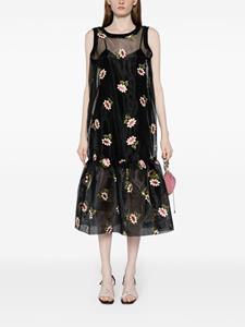 Cynthia Rowley Carrie midi-jurk met bloemenprint - Zwart