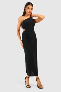 Boohoo One Shoulder Slinky Midaxi Dress, Black