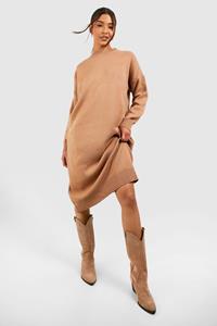 Boohoo Fine Gauge Midi Sweater Dress, Camel