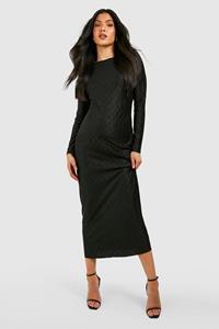 Boohoo Maternity Wave Plisse Column Midaxi Dress, Black