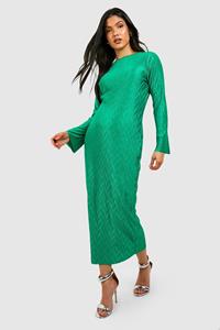 Boohoo Maternity Wave Plisse Column Midaxi Dress, Bright Green