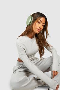 Boohoo Long Sleeve Fitted Top, Ice Grey