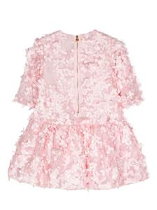 Mi Mi Sol floral-appliqué ruffled-detailed dress - Roze
