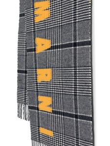 Marni logo-embroidered plaid scarf - Zwart