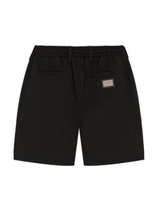 Dolce & Gabbana Kids logo-plaque cotton blend shorts - Zwart