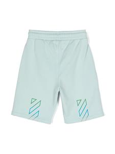 Off-White Kids logo-print cotton track shorts - Blauw