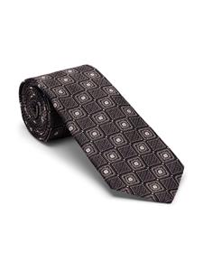 Brunello Cucinelli geometric-pattern print silk tie - Bruin