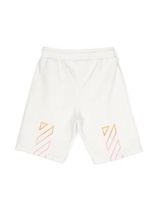 Off-White Kids Diag-stripe-print cotton shorts - Wit
