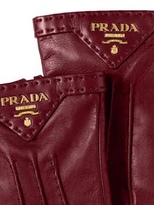 Prada Handschoenen met logoplakkaat - Rood